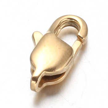 Ion Plating(IP) 304 Stainless Steel Lobster Claw Clasps, Golden, 13x7x3.5mm, Hole: 1mm