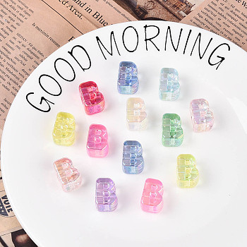 UV Plating Transparent Acrylic European Beads, Large Hole Beads, Mixed Color, Letter B, 20.5x15x13.5mm, Hole: 6mm