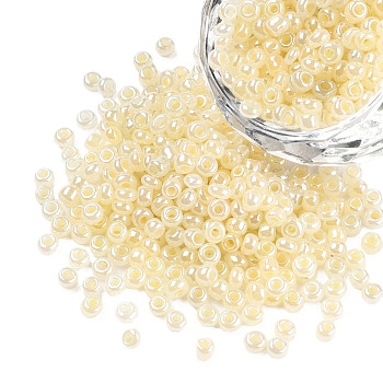 Glass Seed Beads, Ceylon, Round, Lemon Chiffon, 3mm, Hole: 1mm, about 10000pcs/pound