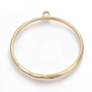 Alloy Big Pendants, Matte Style, Ring, Cadmium Free & Nickel Free & Lead Free, Real 14K Gold Plated, 74x68x4.5mm, Hole: 4.5mm