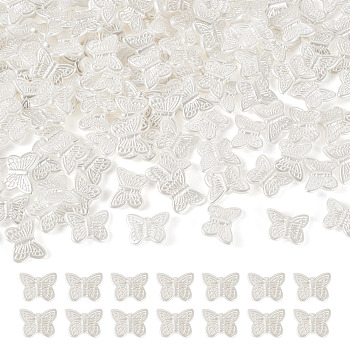 200Pcs ABS Imitation Pearl Beads, Butterfly, 11x14x3.5mm, Hole: 1.8mm