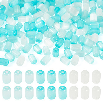 Cat Eye Beads, Column, Cyan, 6x4mm, Hole: 1.2mm