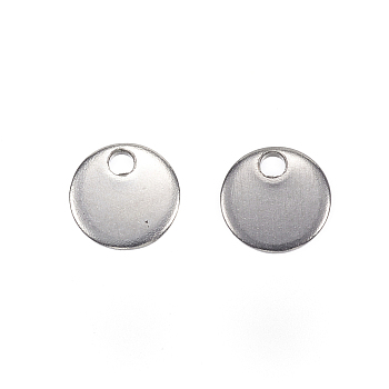 304 Stainless Steel Charms, Flat Round, Stamping Blank Tag, Stainless Steel Color, 6x0.8mm, Hole: 1mm