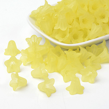 Transparent Acrylic Beads, Frosted, Flower, Champagne Yellow, 17.5x12mm, Hole: 1.5mm