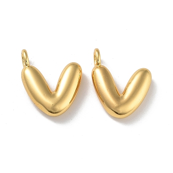 Brass Pendants, Real 18K Gold Plated, Letter V, 20x16x4.7mm, Hole: 3.3mm