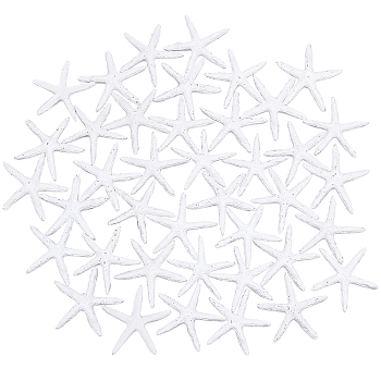 Resin Cabochons, Starfish/Sea Stars, White, 53~55x53~55x8mm