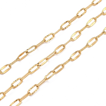 3.28 Feet Vacuum Plating 304 Stainless Steel Cable Chains, Soldered, Real 18K Gold Plated, 7.5x3.5x0.8mm