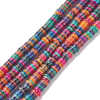 (Defective Closeout Sale: Fade), Natural Freshwater Shell Beads Strands, Dyed, Heishi Beads, Flat Round/Disc, Mixed Color, 8~8.5x1~3mm, Hole: 1mm, about 182~200pcs/strand, 15.39''(39.1cm)