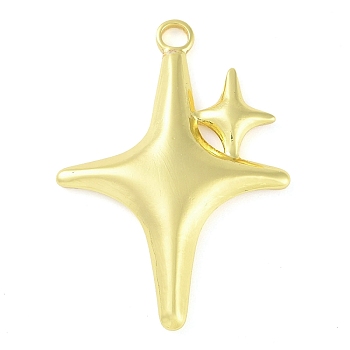 304 Stainless Steel Pendants, Star Charm, Real 18K Gold Plated, 36x26x3.5mm, Hole: 3mm