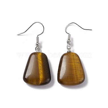Natural Tiger Eye Trapezoid Dangle Earrings(EJEW-D188-02P-04)-2