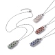 Natural Mixed Gemstone Bullet Pendant Necklaces(NJEW-JN04529-01)-1