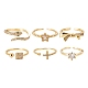 6Pcs 6 Style Adjustable Brass Micro Pave Clear Cubic Zirconia Cuff Rings(RJEW-LS0001-09G)-2