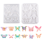 2Pcs 2 Style Butterfly DIY Cabochon Silicone Molds, Resin Casting Molds, for UV Resin, Epoxy Resin Jewelry Makings, White, 110~116x90~95x4~8mm, Inner Diameter: 20~50x25~46.5mm, 1pc/style(DIY-TA0005-29)