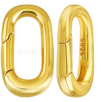 2Pcs 925 Sterling Silver Spring Gate Rings, Oval, Golden, 17x9.5x2.5mm(STER-SC0001-48)