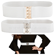WADORN 2Pcs 2 Styles Polyester Elastic Corset Belts, Waist Belt with Zinc Alloy Clasps for Women Girls, White, 25-1/4~25-5/8 inch(64~65cm), 1Pc/style(AJEW-WR0002-19B)
