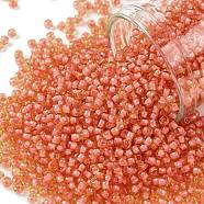 TOHO Round Seed Beads, Japanese Seed Beads, (925) Inside Color Coral Yellow, 11/0, 2.2mm, Hole: 0.8mm, about 5555pcs/50g(SEED-XTR11-0925)
