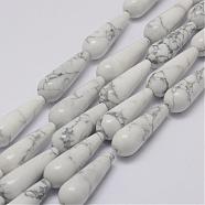 Natural Howlite Strands, teardrop, 30x10mm, Hole: 1mm, about 13pcs/strand, 14.9 inch(38cm)(G-E344-02)