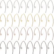 SUPERFINDINGS 80Pcs 4 Colors Brass Earring Hooks, Ear Wire, with Horizontal Loop, Mixed Color, 29x15mm, Hole: 2mm, 22 Gauge, Pin: 0.6mm, 20Pcs/color(KK-FH0004-45)