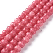 Natural White Jade Imitation Rhodonite Beads Strands, Round, Dyed, 10mm, Hole: 1mm, about 38pcs/strand, 14.96 inch(38cm)(G-I299-F15-10mm)