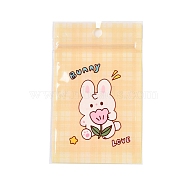 Rectangle Plastic Packaging Zip Lock Bags, with Cartoon Animal Pattern, Top Self Seal Pouches, Rabbit, 12x7.5x0.15cm, Unilateral Thickness: 2.5 Mil(0.065mm)(X1-OPP-T003-01A)