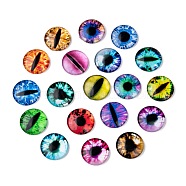 Dragon Eye Half Round/Dome Printed Glass Cabochons, Mixed Color, 25x7mm(GGLA-A002-25mm-AB)