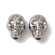 Halloween 304 Stainless Steel Beads, Skull, Stainless Steel Color, 11.5x9x7mm, Hole: 2mm(STAS-K285-53P)