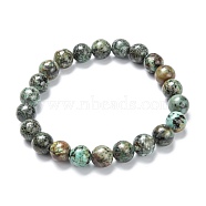 Natural African Turquoise(Jasper) Stretch Beaded Bracelets, Round, Inner Diameter: 2-1/8 inch(5.5cm), Beads: 8~9mm(G-A185-01M)