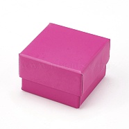 Cardboard Jewelry Earring Boxes, with Black Sponge, for Jewelry Gift Packaging, Deep Pink, 5x5x3.4cm(CBOX-L007-005C)