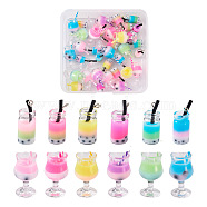 48 Pcs 12 Styles Plastic Pendants, Imitaion Bubble Milk Tea Charms, with Stainless Steel Loops, DIY Earring Making, Mixed Color, 4pcs/style(KY-BT0001-03)
