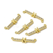 Rack Plating Brass Micro Pave Clear Cubic Zirconia Connector Charms, Real 18K Gold Plated, Long-Lasting Plated, Cadmium Free & Nickel Free & Lead Free, Letter Links, Letter.K, 6x25.5x2.5mm, Hole: 1.2mm(KK-C007-37G-K)