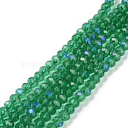 Electroplate Glass Beads Strands, Half Rainbow Plated, Faceted, Rondelle, Dark Cyan, 2.5x2mm, Hole: 0.4mm, about 150~155pcs/strand, 32~33cm(EGLA-A034-T1mm-L12)
