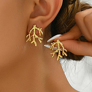 Minimalist Stainless Steel Stud Earrings for Women Daily to Party, Coral Shape, show in picture(SS0140-1)