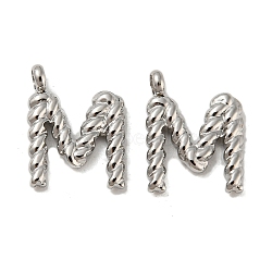 304 Stainless Steel Charms, Letter M Charms, Stainless Steel Color, 13.5x10x2mm, Hole: 1.8mm(STAS-L022-232P)