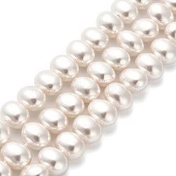 Electroplated Shell Pearl Beads Strands, Potato, Seashell Color, 8x10x7mm, Hole: 0.7mm, about 47pcs/strand, 15.39 inch(39.1cm)(BSHE-C009-03A)