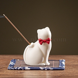 Ceramic Incense Holders, Home Office Teahouse Zen Buddhist Supplies, Cat Shape, White, 50x36x70mm(PW-WG91203-01)