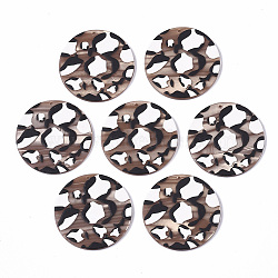 Cellulose Acetate(Resin) Pendants, 3D Printed, Leopard Print Pattern, Flat Round, White, 34.5x2.5mm, Hole: 1.4mm(KY-S163-023)