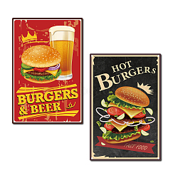 2Pcs 2 Styles Vintage Metal Tin Sign, Wall Decor for Bars, Restaurants, Cafes Pubs, Food Pattern, 1pc/style(AJEW-CN0001-07C)