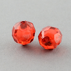 Transparent Acrylic Beads, Bead in Bead, Faceted, Round, FireBrick, 15mm, Hole: 2mm, about 270pcs/500g(TACR-S113-15mm-15)