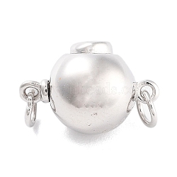 925 Sterling Silver Box Clasps, Round, Real Platinum Plated, 8.5x12x8.5mm(STER-H111-08P)