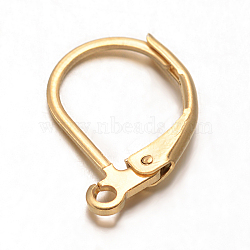 Ion Plating(IP) 304 Stainless Steel Leverback Earring Findings, with Loop, Golden, 16x10x0.8mm, Pin: 0.7x0.6mm, Hole: 1mm(STAS-F075-37)