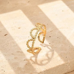 304 Stainless Stee Open Cuff Rings for Women, Real 18K Gold Plated, 5mm, Adjustable(RJEW-Q006-03B-G)