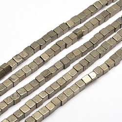 Cube Natural Pyrite Beads Strands, 6x6x6mm, Hole: 1mm, about 61pcs/strand, 15.5 inch(G-I126-17-6x6mm)