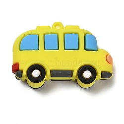 Vehicle Plastic Pendants, for Key Chain Bag Hanging Ornaments, Yellow, 34.5x52.5x13.5mm, Hole: 3mm(PVC-L004-01B)