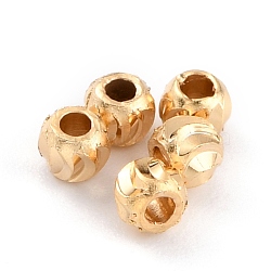 Brass Beads, Long-Lasting Plated, Corrugated Round, Real 24K Gold Plated, 2.3x2mm, Hole: 1mm(KK-O133-315A-G)