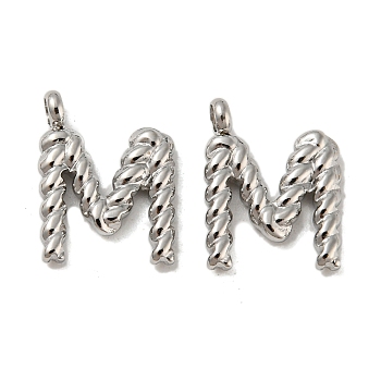 304 Stainless Steel Charms, Letter M Charms, Stainless Steel Color, 13.5x10x2mm, Hole: 1.8mm