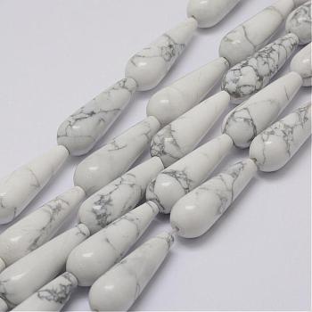 Natural Howlite Strands, teardrop, 30x10mm, Hole: 1mm, about 13pcs/strand, 14.9 inch(38cm)