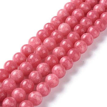 Natural White Jade Imitation Rhodonite Beads Strands, Round, Dyed, 10mm, Hole: 1mm, about 38pcs/strand, 14.96 inch(38cm)