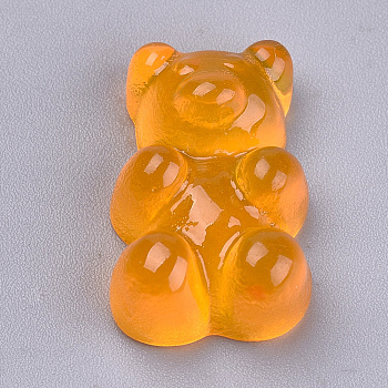 Resin Cabochons, Bear, Orange, 17x12x7mm