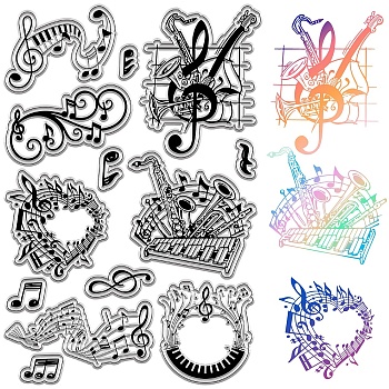 Custom PVC Plastic Clear Stamps, for DIY Scrapbooking, Photo Album Decorative, Cards Making, Stamp Sheets, Film Frame, Musical Note, 160x110x3mm