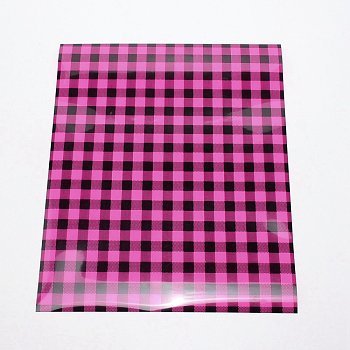 PU Heat Transfer Film, for Garment Accessories, Rectangle with Tartan Pattern, Deep Pink, 305x250x0.3mm